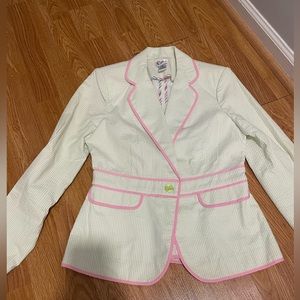 Lily Pulitzer Green and White Seersucker blazer-Size 8